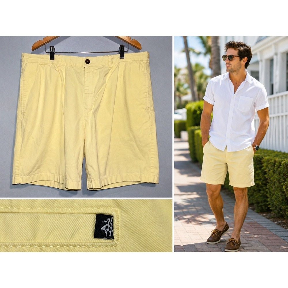 Brooks Brothers 346 Chino Shorts Men's 38‎ Yellow Twill Flat Front Preppy Golf